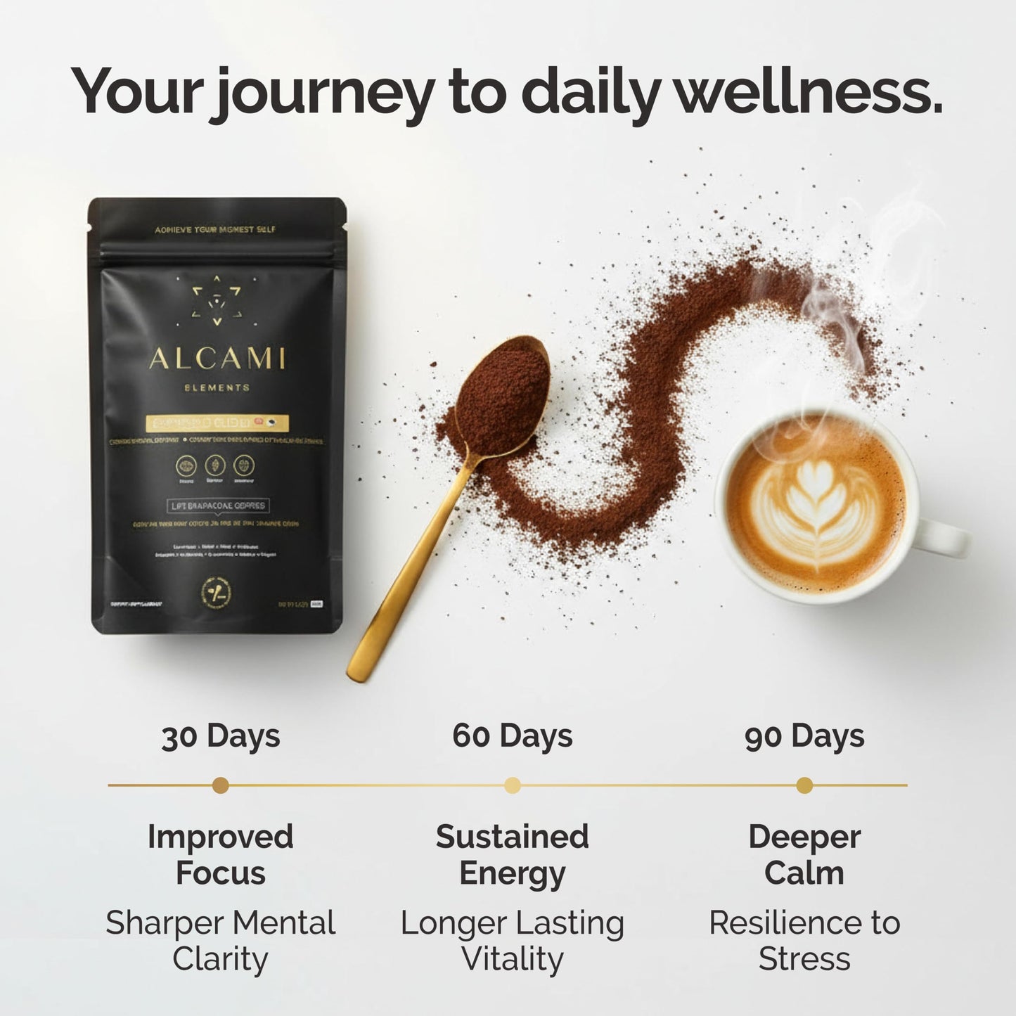 Alcami Elements Mushroom Espresso Coffee – 10X Concentrated Extract with Lion’s Mane, Reishi & Cordyceps | 30 Servings