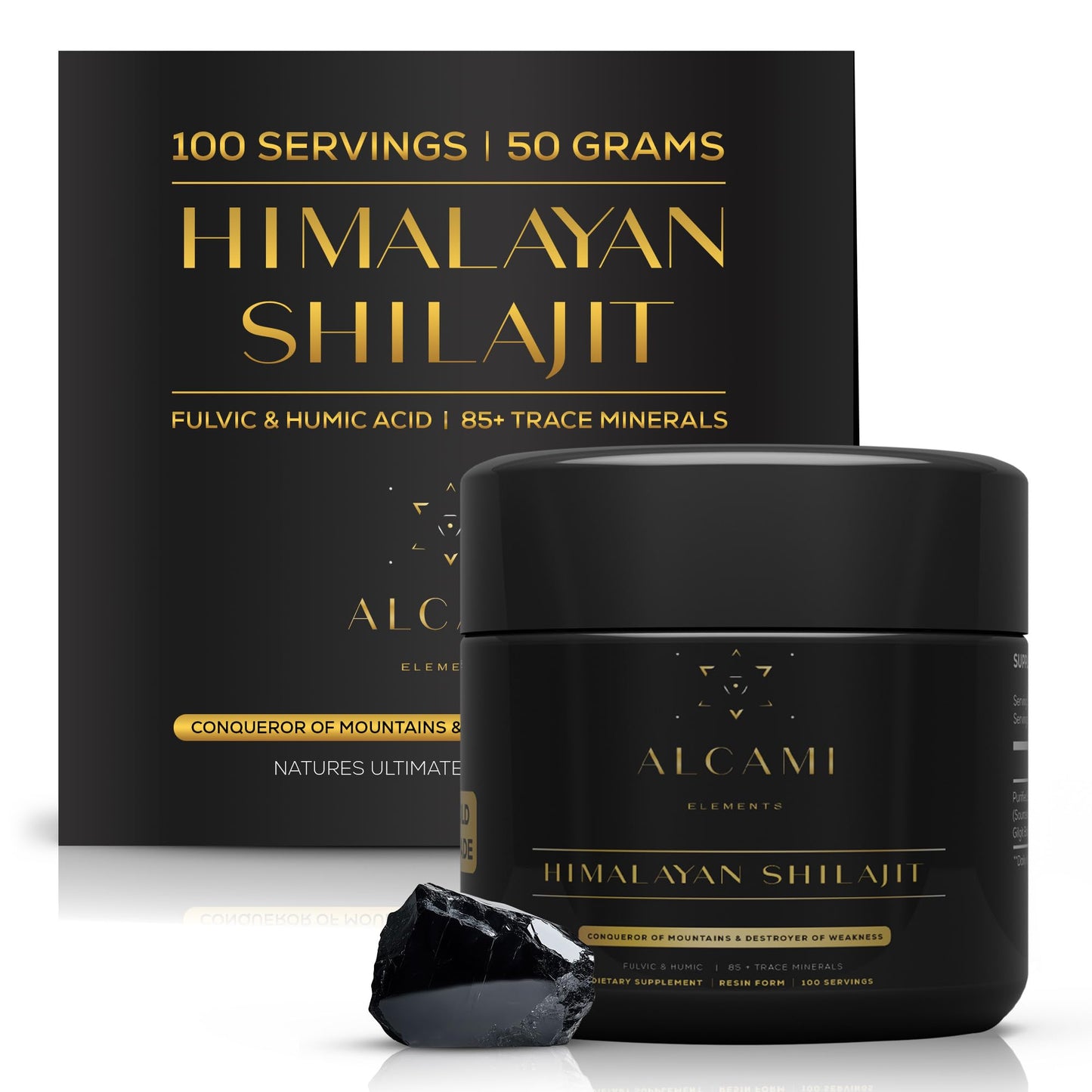 Alcami Premium Himalayan Shilajit Resin – High Potency 50g (100 Servings)
