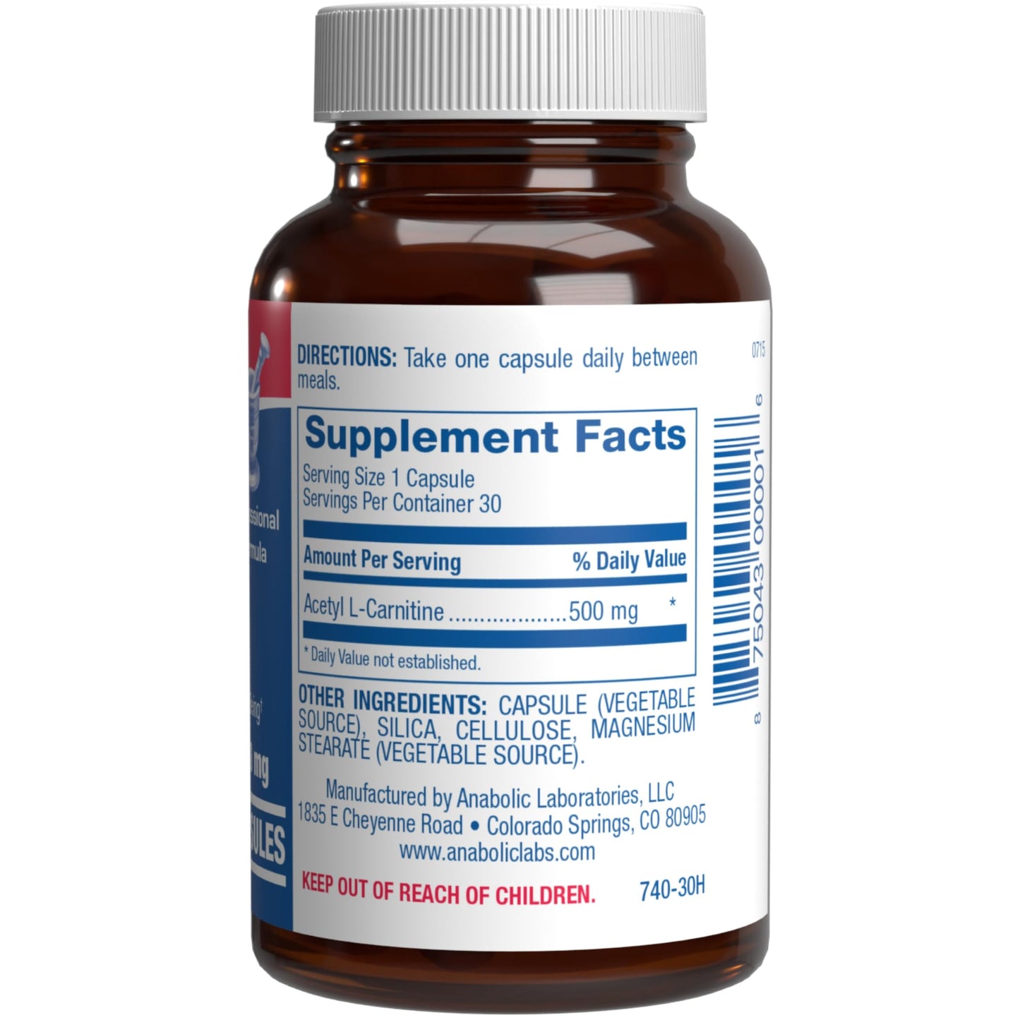 ALCAR 500mg Acetyl L-Carnitine – Brain, Nerve & Memory Support – Vegetarian, Non-GMO, Made in USA – 30 Servings