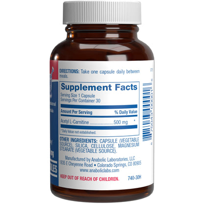 ALCAR 500mg Acetyl L-Carnitine – Brain, Nerve & Memory Support – Vegetarian, Non-GMO, Made in USA – 30 Servings