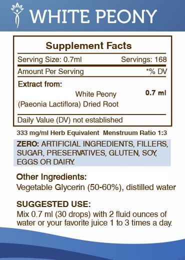 Secrets of the Tribe White Peony Tincture 675 mg Alcohol-Free Glycerite