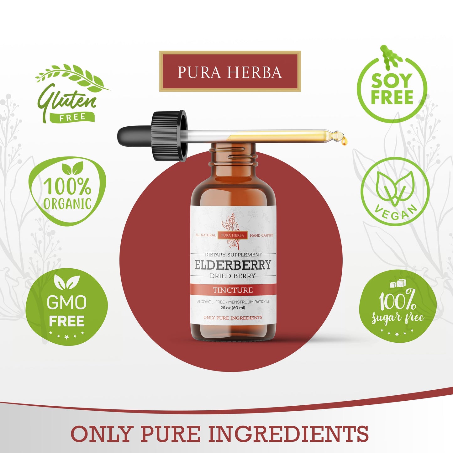 Elderberry Tincture – Organic Elderberry Extract | Immune Support | Alcohol-Free 2 fl oz