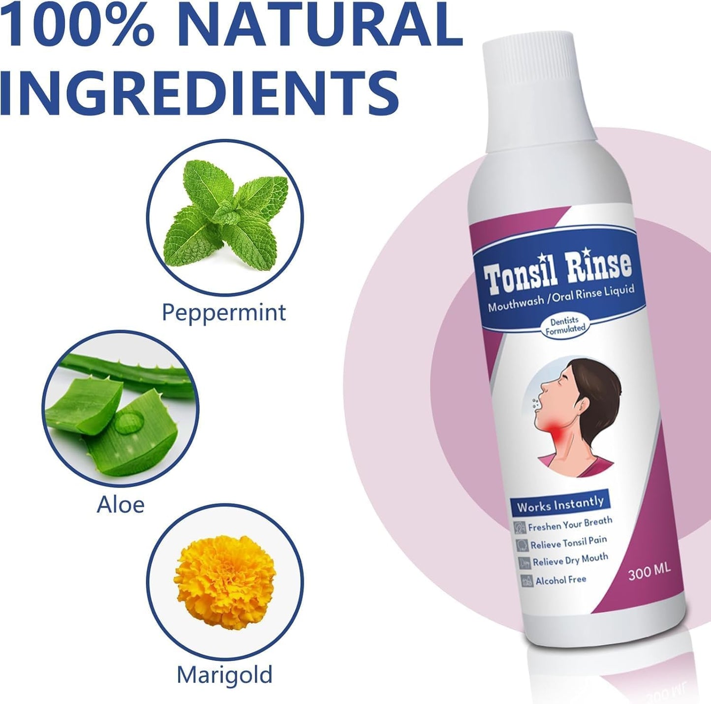 Tonsil Stone Remover with Alcohol-Free Oral Rinse – 300ml (10.14 fl oz) | Fresh Breath