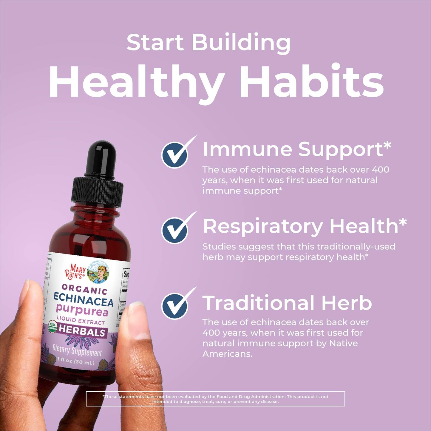 MaryRuth Organics Echinacea Purpurea Liquid | Immune Support Drops | USDA Organic | 1 Fl Oz