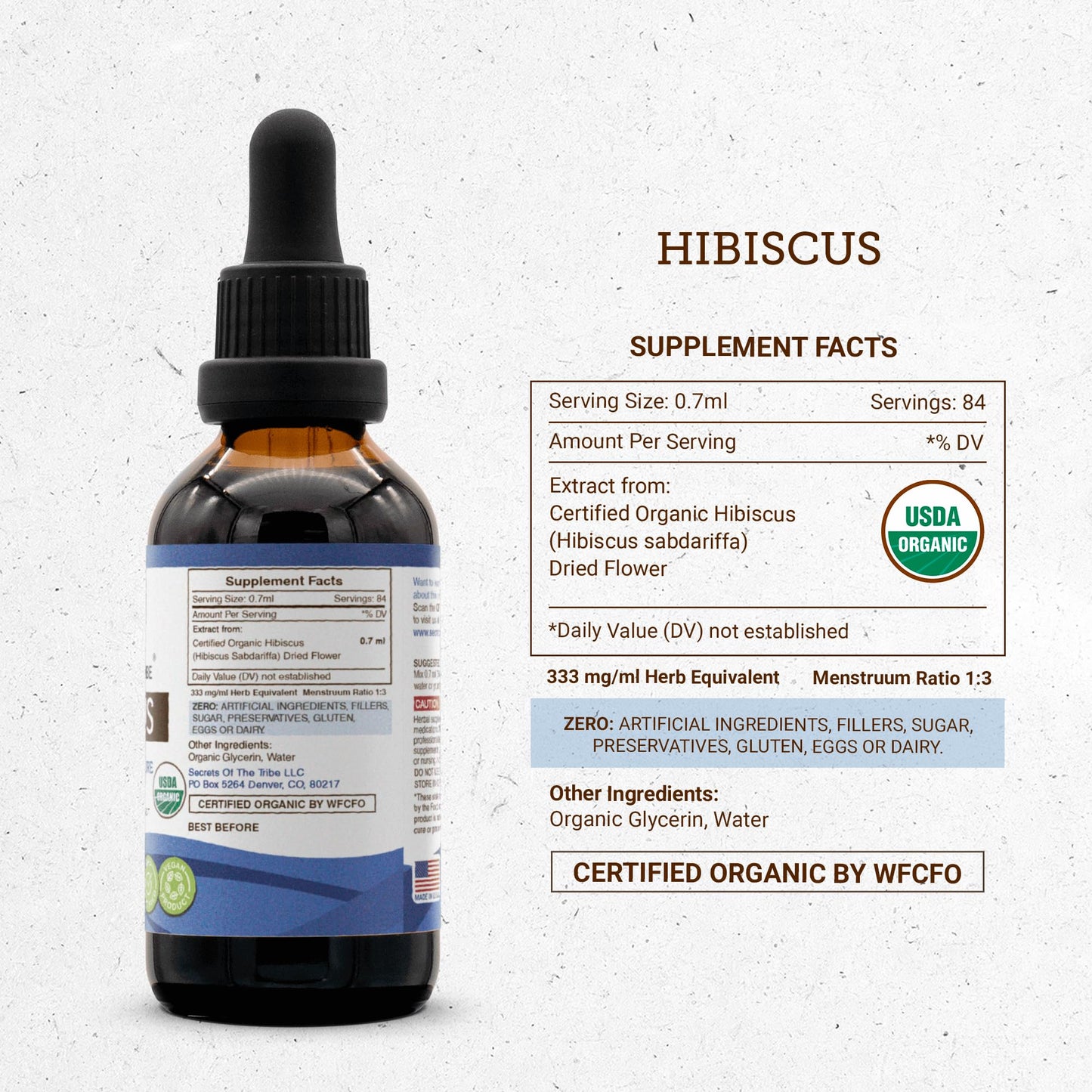 Secrets of the Tribe Hibiscus Tincture – Alcohol-Free Liquid Extract (2 FL OZ) – USDA Organic Hibiscus Sabdariffa
