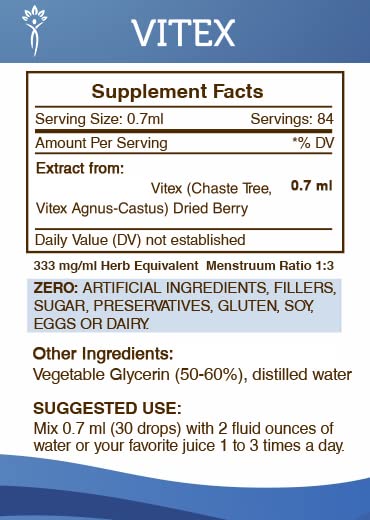 Secrets of the Tribe Vitex Tincture Alcohol-Free Extract – Chaste Tree (Vitex Agnus-Castus) 2 oz