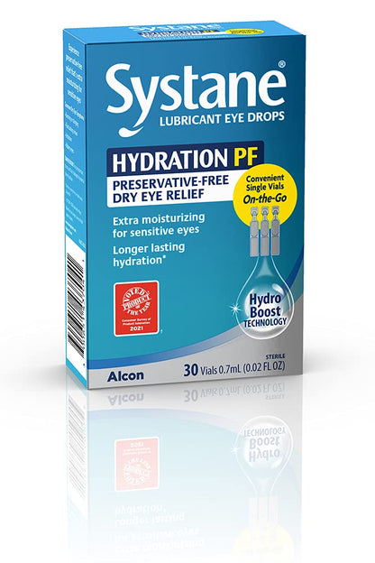 Alcon Hydration Preservative-Free Lubricant Eye Drops – 0.7 mL, 30 Count