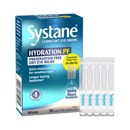 Alcon Hydration Preservative-Free Lubricant Eye Drops – 0.7 mL, 30 Count