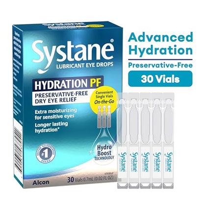 Alcon Hydration Preservative-Free Lubricant Eye Drops – 0.7 mL, 30 Count