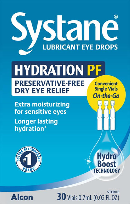 Alcon Hydration Preservative-Free Lubricant Eye Drops – 0.7 mL, 30 Count