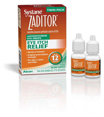 Zaditor Antihistamine Eye Drops Twin Pack – 12-Hour Relief | Alcon