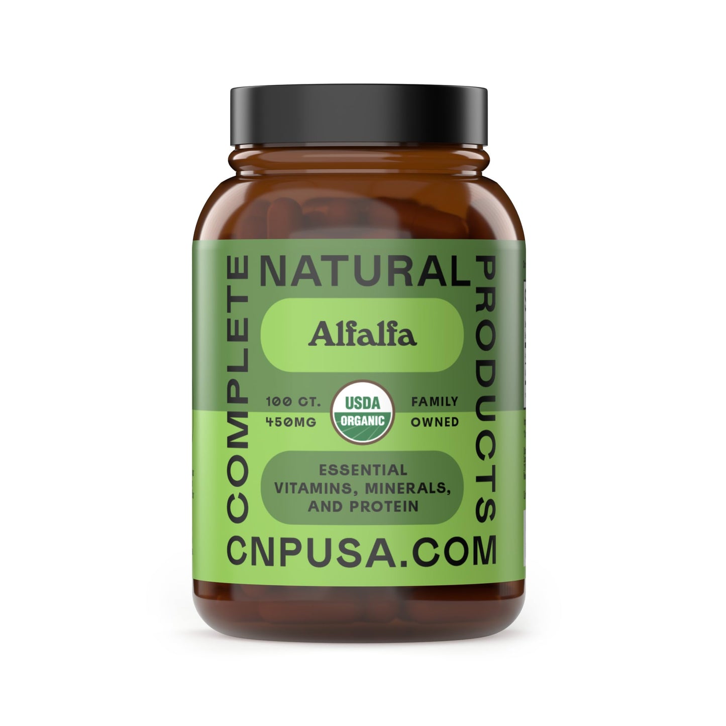 Pure Alfalfa Leaf Capsules 450mg - 100 Vegan, Organic | Complete Natural Products