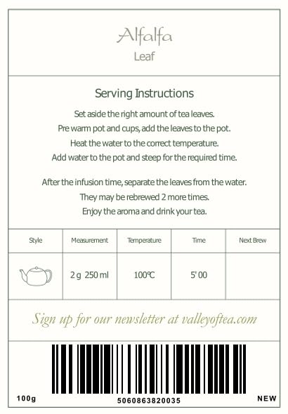 Alfalfa Herb Organic Medicago Sativa – Loose Leaf Lucerne 100g