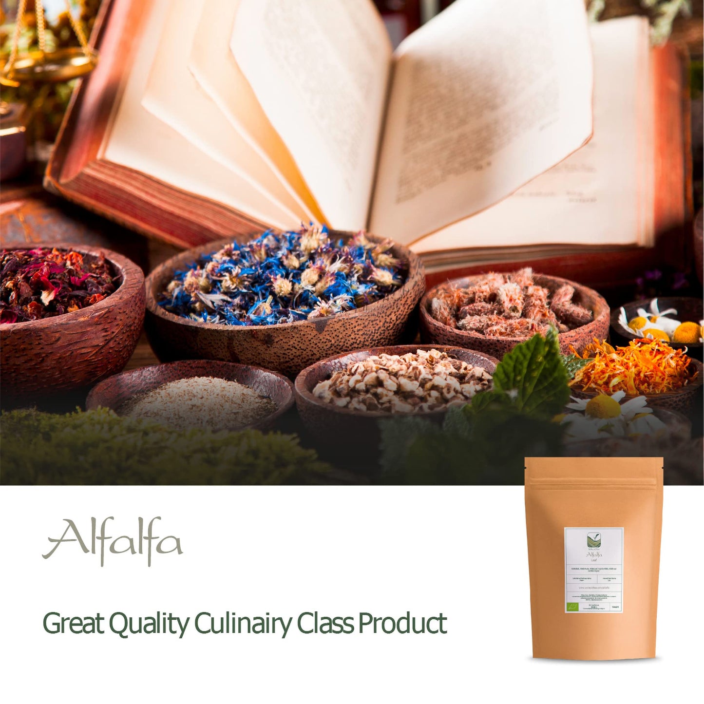 Alfalfa Herb Organic Medicago Sativa – Loose Leaf Lucerne 100g