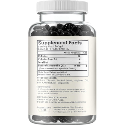 Algae Based Astaxanthin 10mg – Rapid Release, Non-GMO | 6-Month Supply