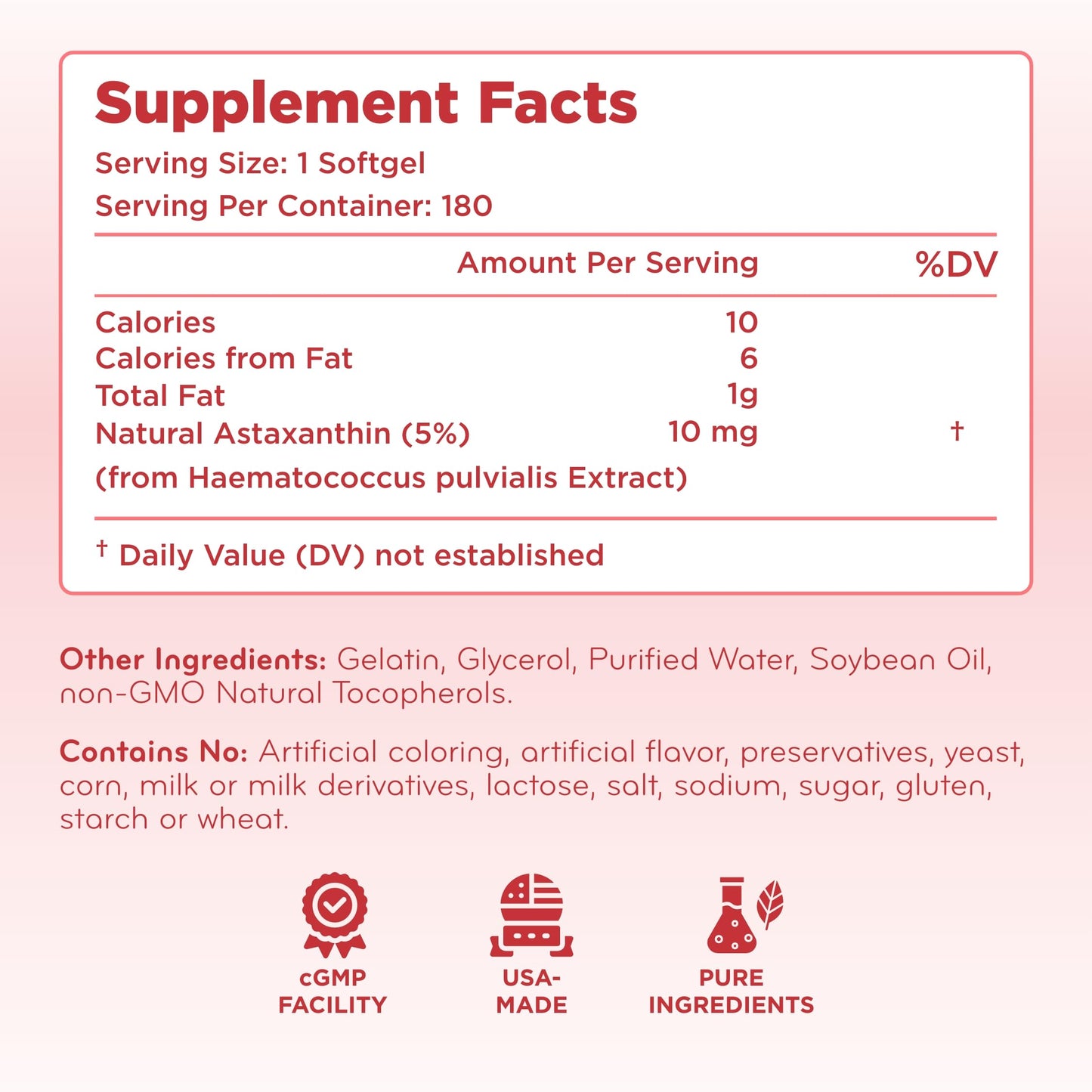Algae Based Astaxanthin 10mg – Rapid Release, Non-GMO | 6-Month Supply