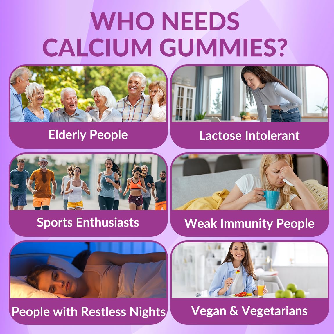 Sugar Free Calcium Gummies with Vitamin D3 & K2 – Vegan Algae Calcium, Calcium Magnesium Zinc, 2:1 Calcium:Magnesium