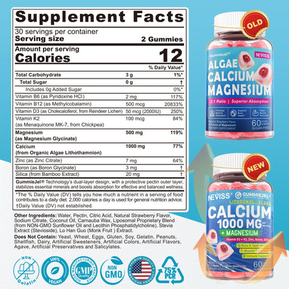 Liposomal Calcium 1000mg Gummies with D3 and K2 - Sugar-Free, Vegan
