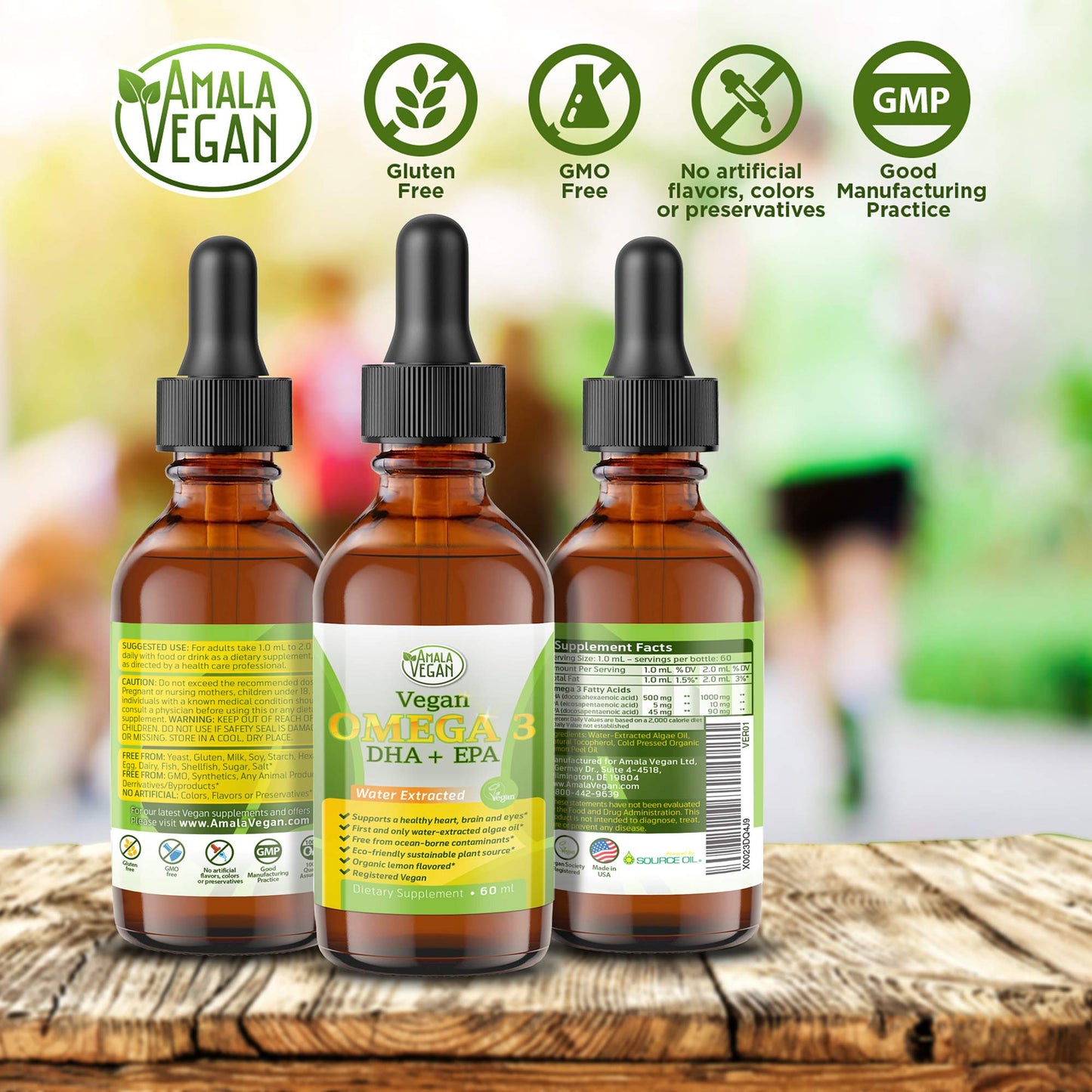 Potent & Organic Vegan Omega-3 Liquid Supplement – Algae DHA/EPA