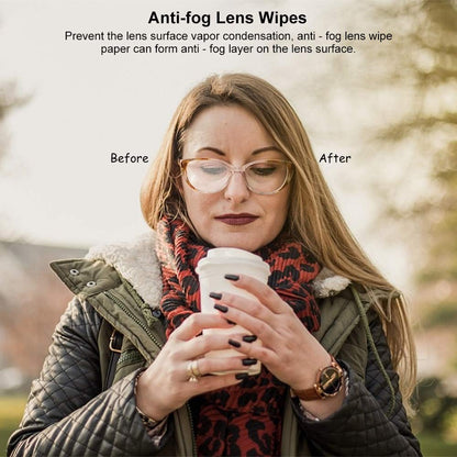 Alibeiss Anti-Fog Lens Wipes - Pre-Moistened 6" x 5" for Eyeglasses, 200 Pack