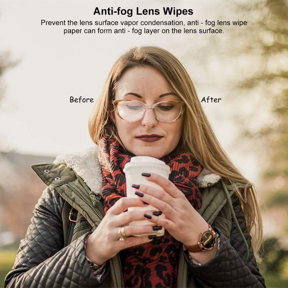 ALIBEISS Anti-Fog Lens Wipes – Pre-Moistened, 6 x 5 in, 100 Pack