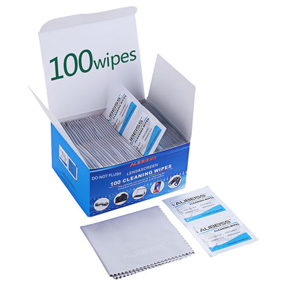 ALIBEISS Pre-Moistened Lens Wipes - Screen Cleaning Wipes for Glasses, Cameras, Tablets & Smartphones (Pack of 100)