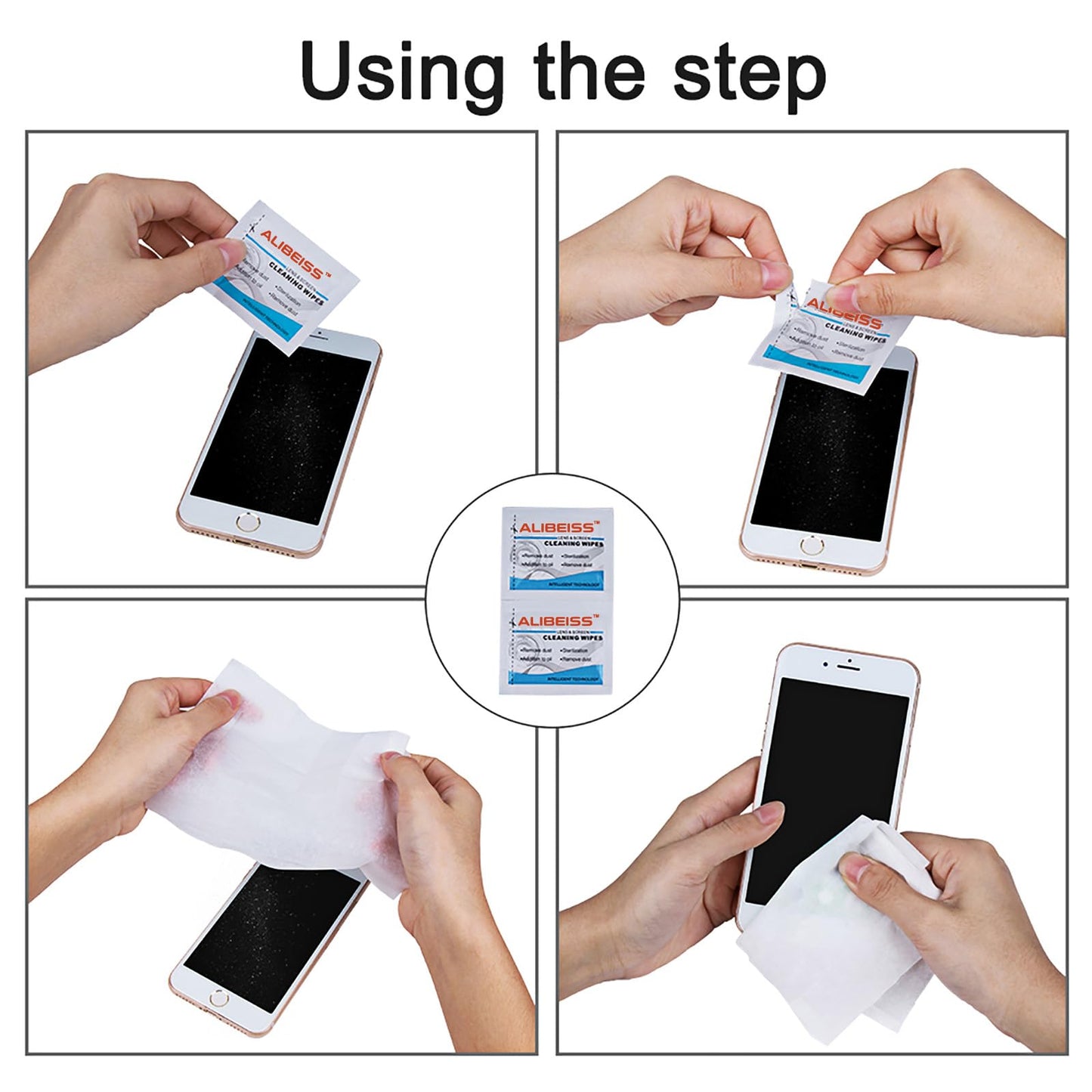 ALIBEISS Pre-Moistened Lens Wipes - Screen Cleaning Wipes for Glasses, Cameras, Tablets & Smartphones (Pack of 100)