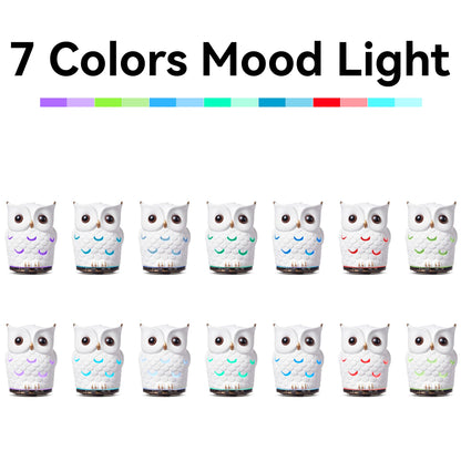 ALIEYE Owl Essential Oils Diffuser - 200ml Ceramic, Waterless Auto-Off, 7-Color LED