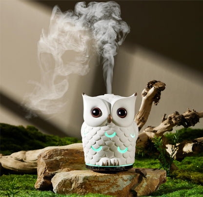 ALIEYE Owl Essential Oils Diffuser - 200ml Ceramic, Waterless Auto-Off, 7-Color LED