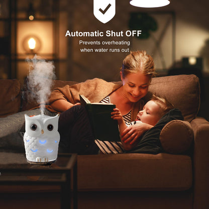 ALIEYE Owl Essential Oils Diffuser - 200ml Ceramic, Waterless Auto-Off, 7-Color LED