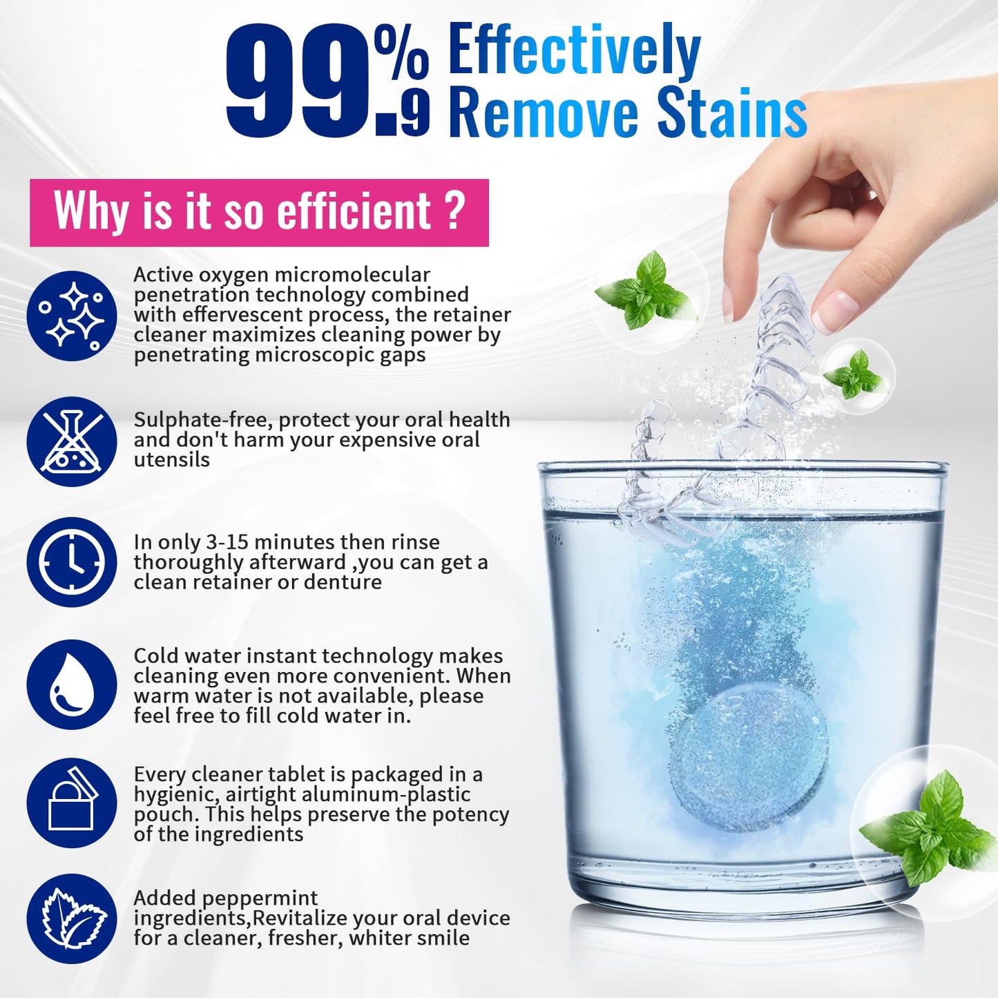 Retainer Cleaner Tablets for Invisalign - 120 Sulphate-Free Kit
