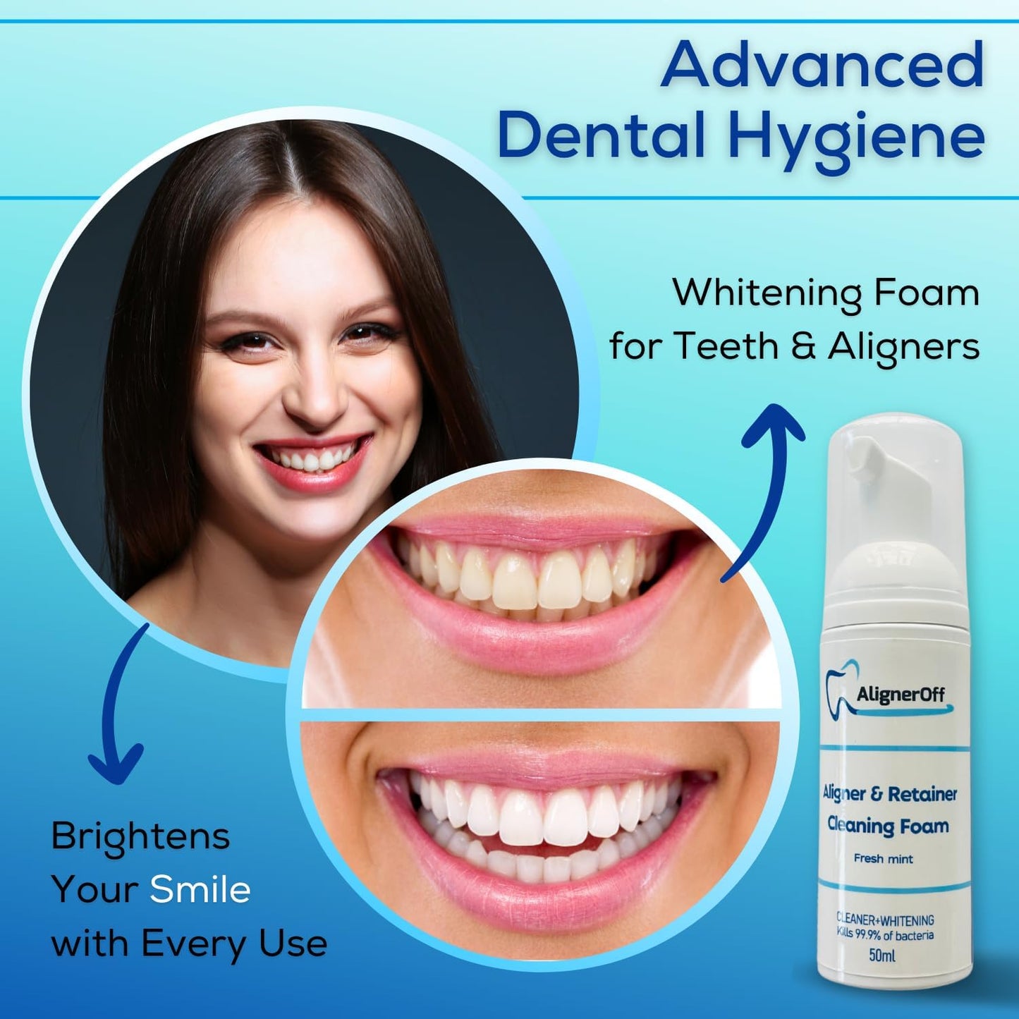 AlignerOff White Foam Retainer Cleaner – Whitening Formula 50ml