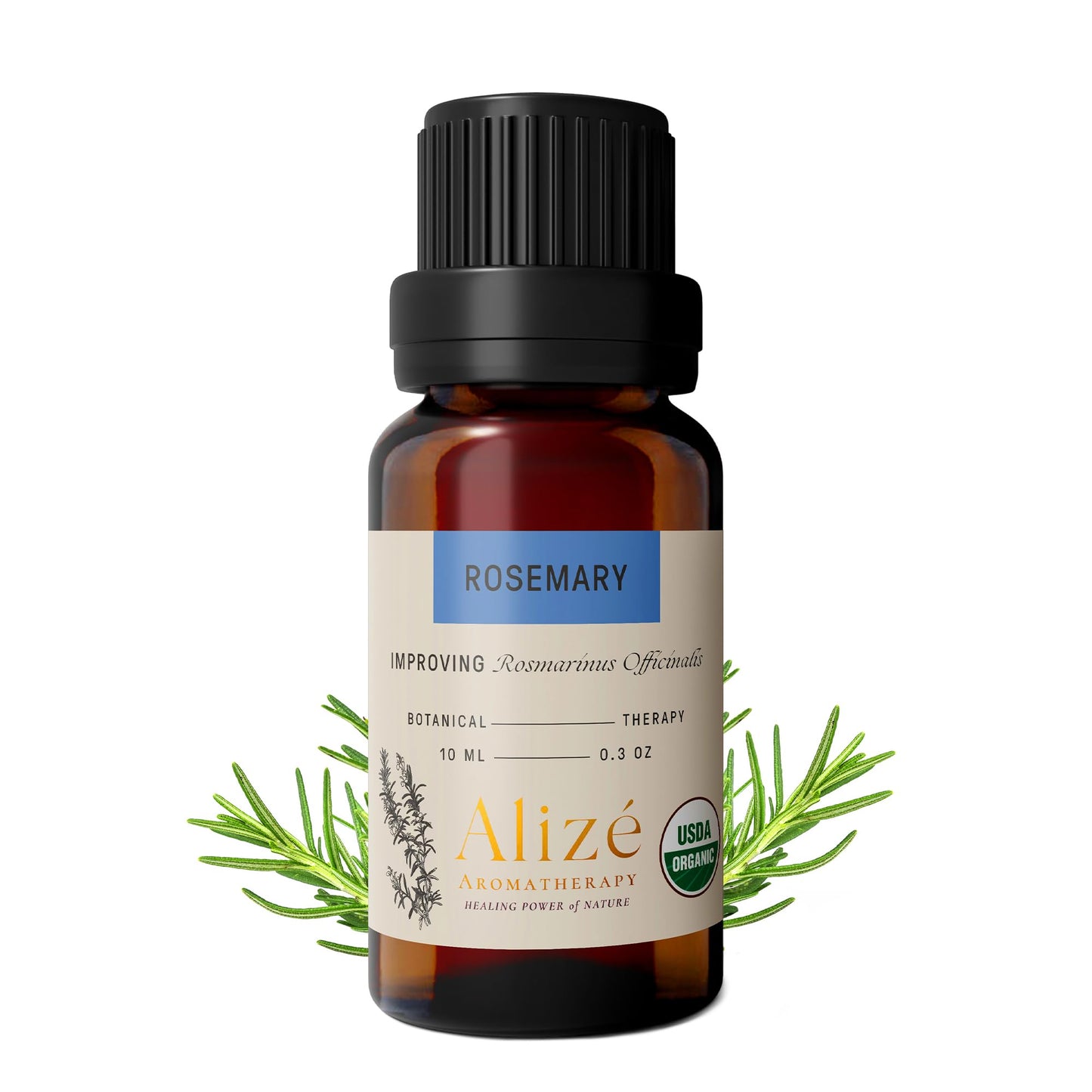Alizé Aromatherapy Rosemary Essential Oil – USDA Organic, 10ml