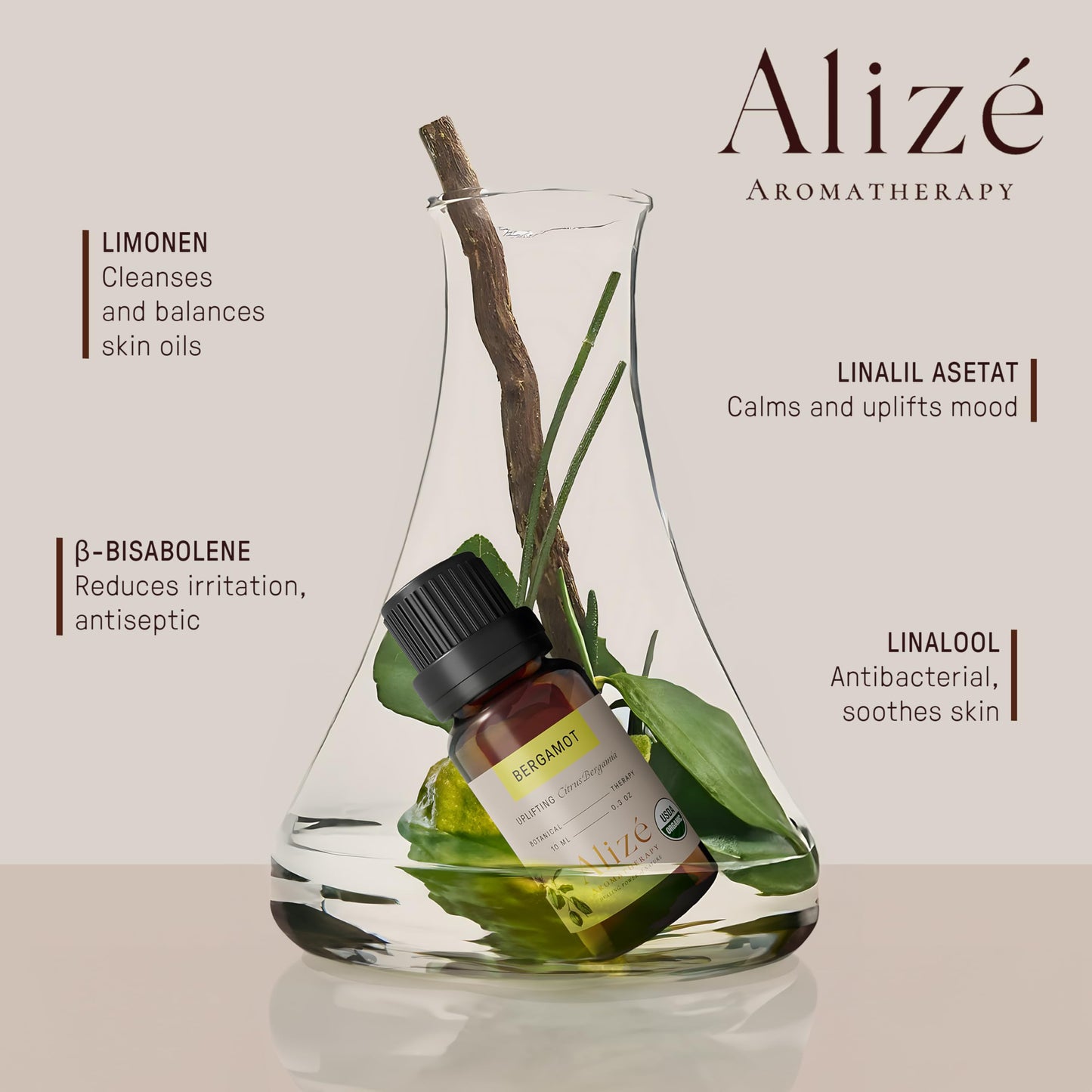 Alizé Bergamot Essential Oil – USDA Organic, 100% Pure & Natural, 10ml