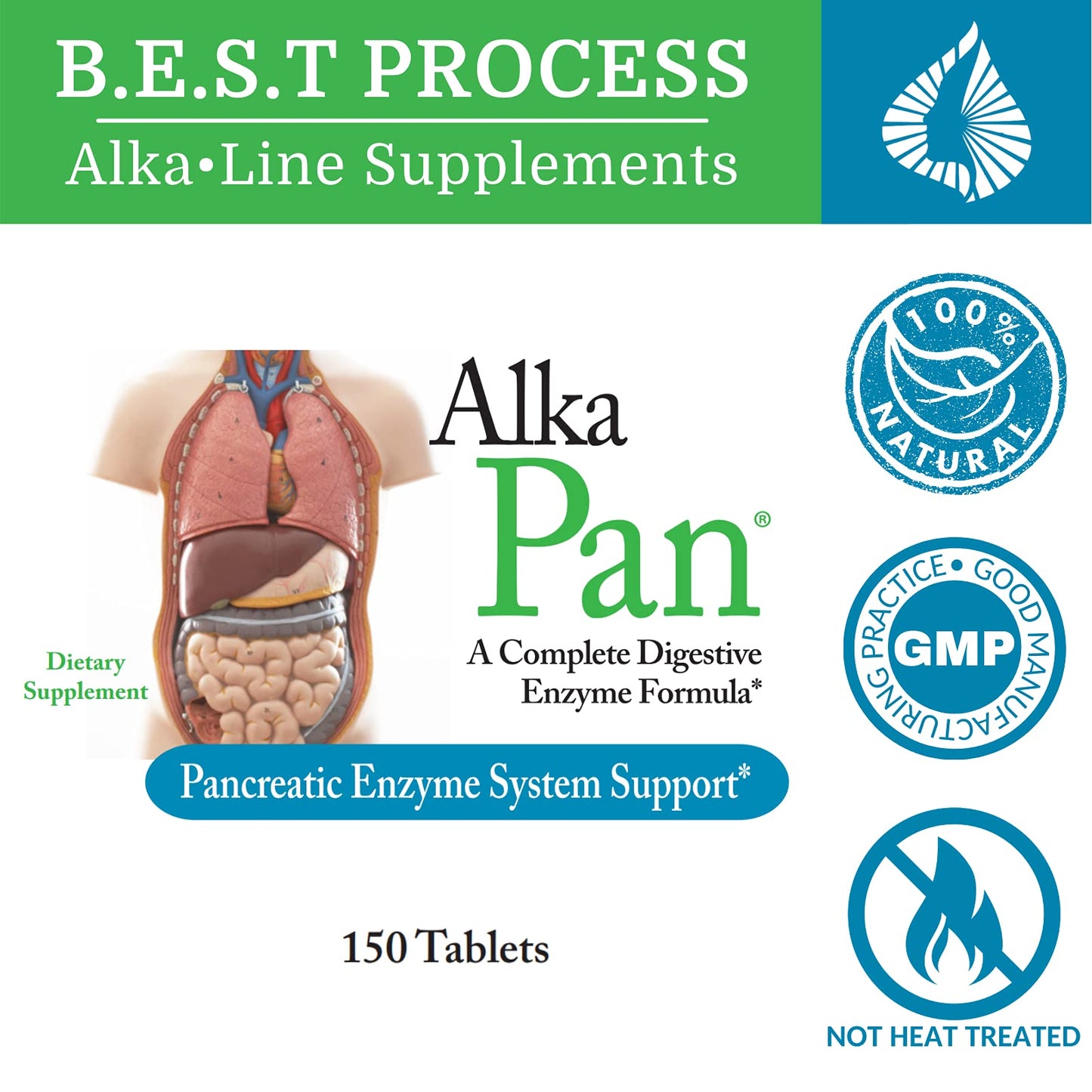 Morter HealthSystem Alka•Pan Best Process Alkaline – Natural Digestive Supplement with Pancreatic Enzymes