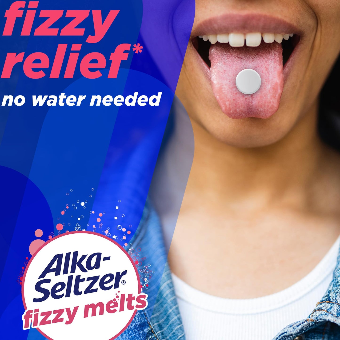 Alka-Seltzer Fizzy Melts – No-Water On-The-Go Antacid Tablets, Berry Flavor, 16ct