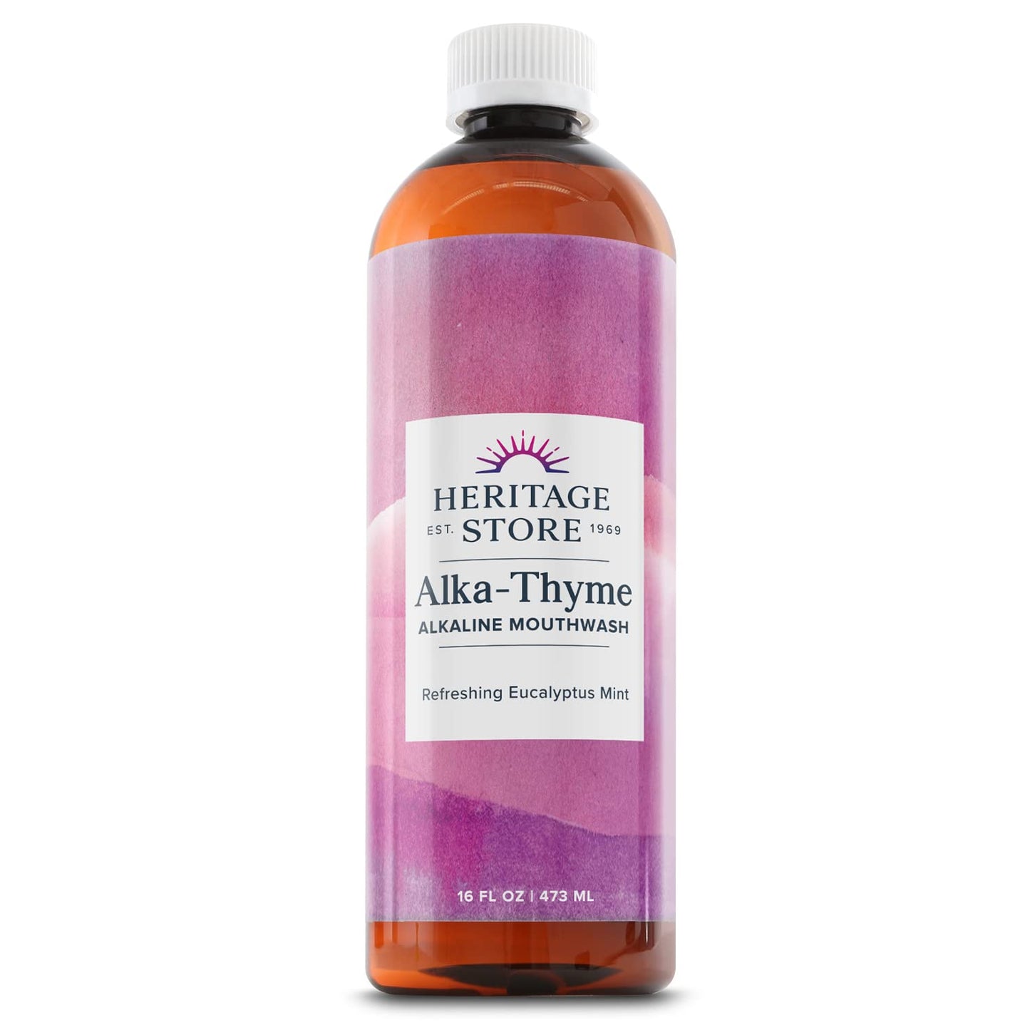 HERITAGE STORE Alka-Thyme Mouthwash - Alkaline Oral Care with Thymol & Eucalyptus - Cool Mint 16 FL OZ