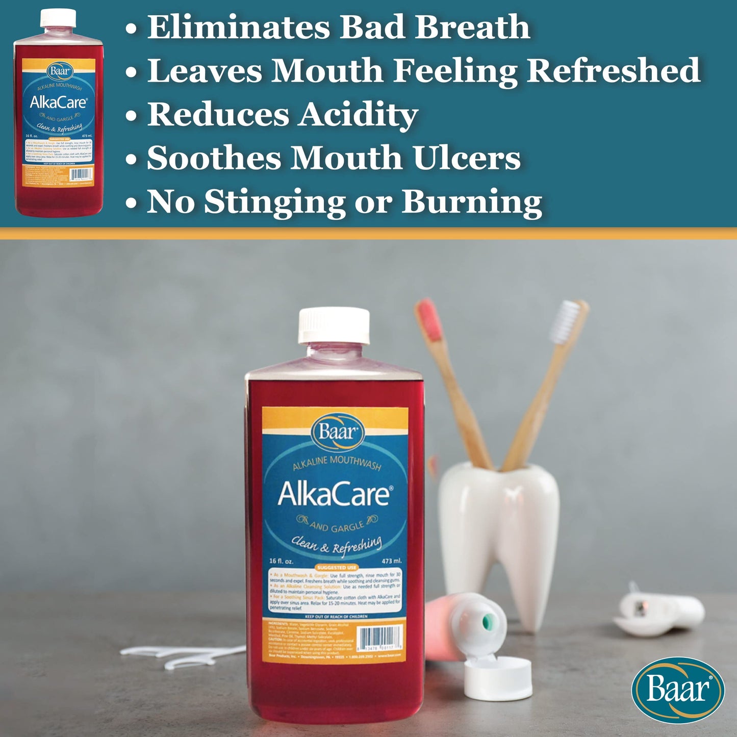 AlkaCare Mouthwash & Gargle, 16 Oz – Alkalizing, Gentle, Low Alcohol