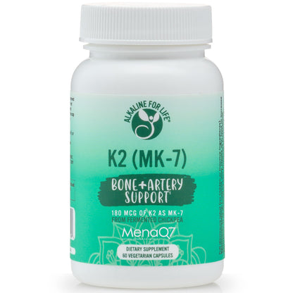 Alkaline for Life Vitamin K2 MK-7 (MenaQ7) 180 mcg | Fermented Chickpeas | One-Per-Day | 60 Day Supply | Supports Bone & Heart Health | Easy to Swallow