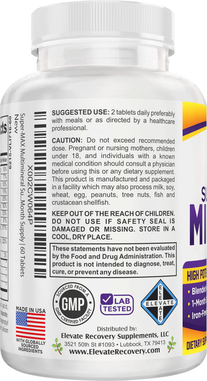 Super-MAX Multimineral (Iron Free) – 60 Tablets | All-in-1 Mineral Complex