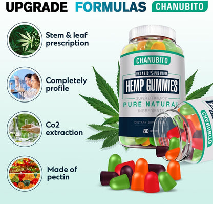 Hemp Gummies for Pain, Sleep & Anxiety - Organic, Vegan, Non-GMO