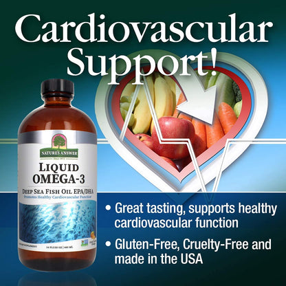 Nature's Answer Liquid Omega-3 | Deep Sea EPA/DHA Fish Oil | Gluten-Free 16oz Pack of 2