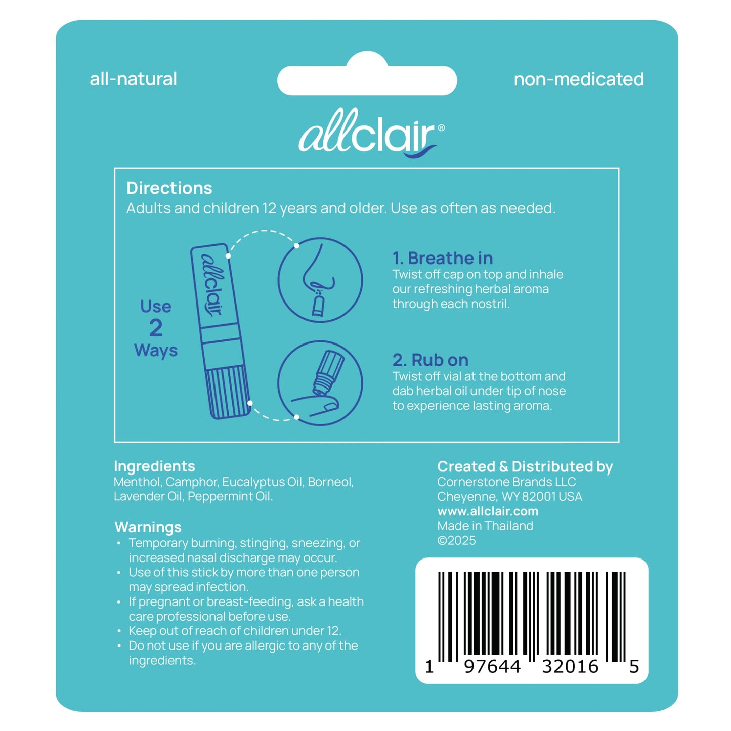 Allclair Nausea Relief Inhaler - Natural, Drug-Free, Non-Drowsy, Portable (Pack of 2)