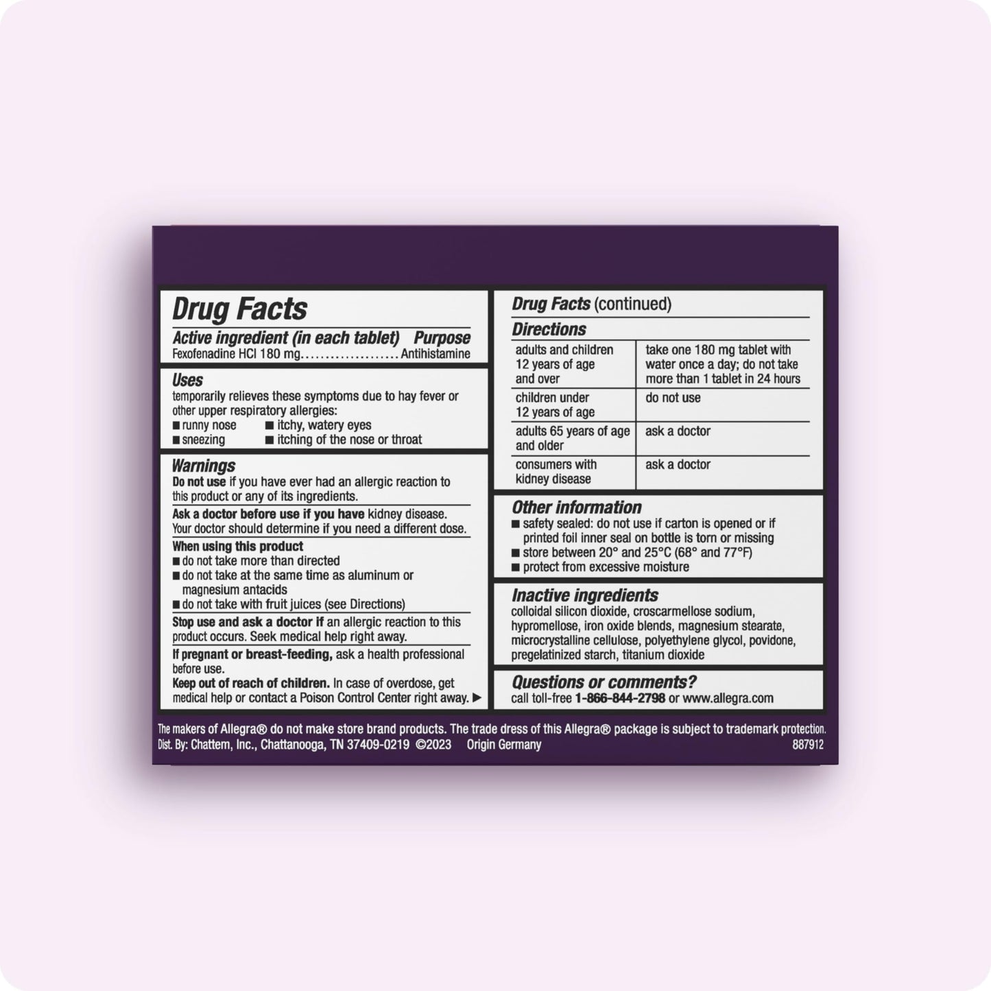 Allegra Adult 24-Hour Allergy Relief Tablets — Non-Drowsy, 180 mg Fexofenadine HCI, 70-Count
