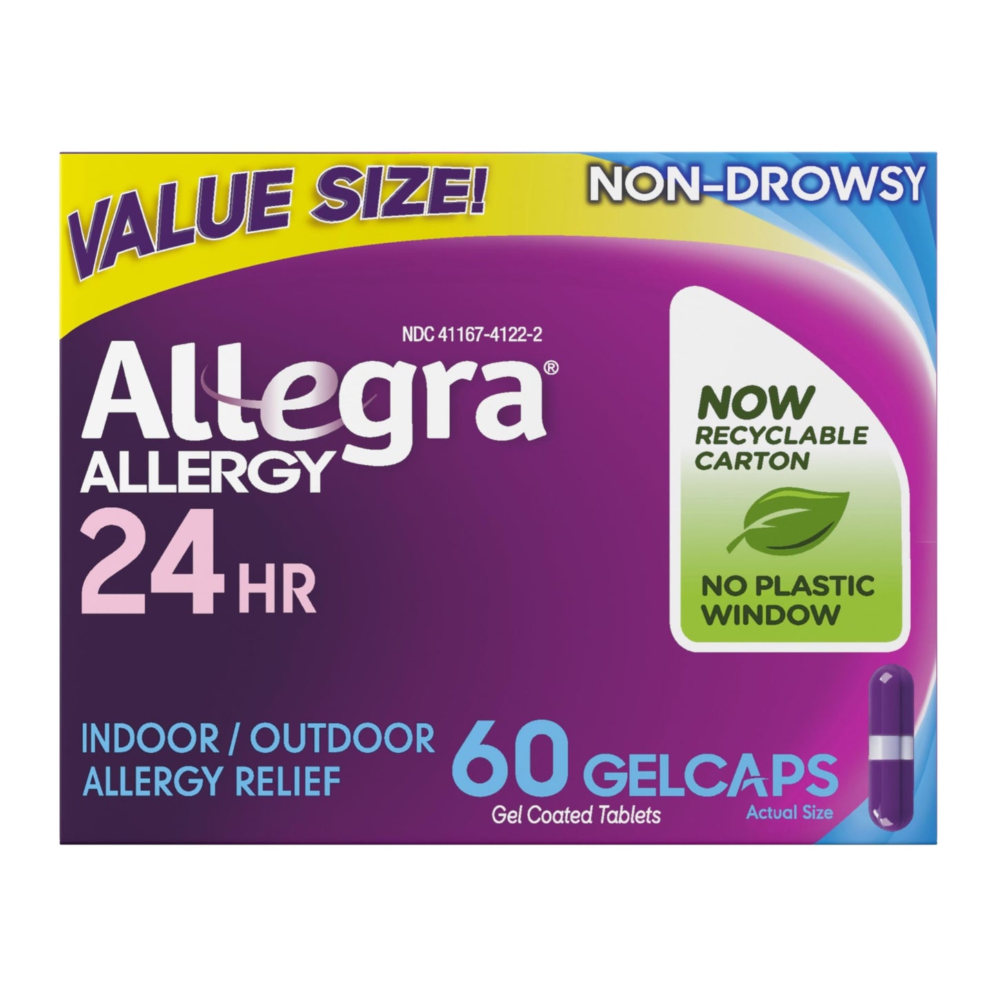 Allegra Adult 24-Hour Allergy Relief Gelcaps — Non-Drowsy 180 mg Fexofenadine HCI (60-Count)