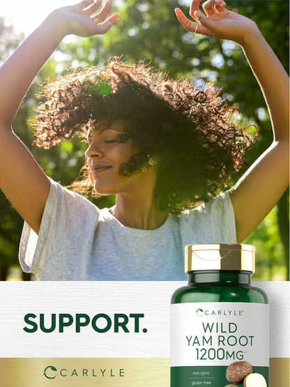 Carlyle Wild Yam Root Capsules – 200 Count | Non-GMO, Gluten Free