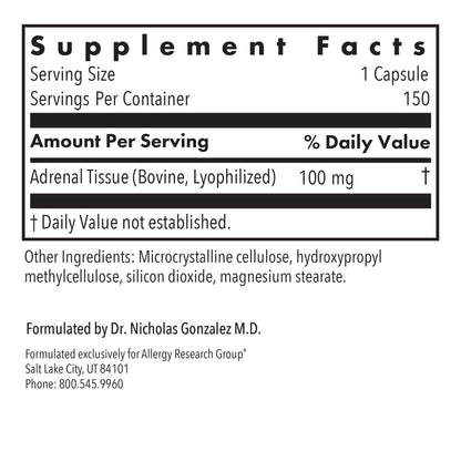 Allergy Research Group Adrenal Support - Adrenal Glandular Supplement for Men & Women (150 Count)