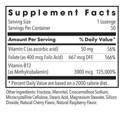 Allergy Research Group B12 Methylcobalamin – Vitamin B12 with Folate, 50 Lozenges
