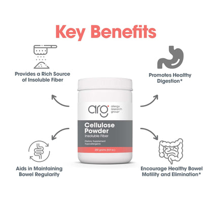 Allergy Research Group Cellulose Powder - Microcrystalline Cellulose, 2000mg Insoluble Fiber - 8.8 oz (Pack of 2)
