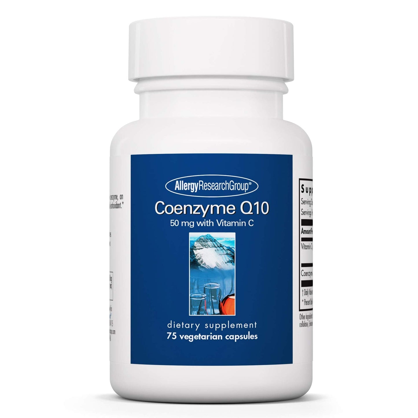Allergy Research Group CoQ10 Supplement - Vitamin C, Heart Health, Ubiquinol 50mg | Vegetarian Capsules 75 Count